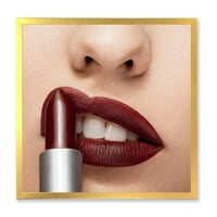 Designart 'Crveni Ruž Za Usne Se Primjenjuje Na Ženske Usne' Moderni Uokvireni Umjetnički Print