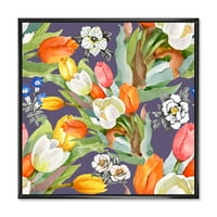 Designart' Cvjetajući narandžasti i bijeli tulipani III ' tradicionalni uramljeni platneni zidni Print