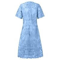 Huachen ženski casual modni čipkasti vez za vezom za patchwork srednje dužine haljina