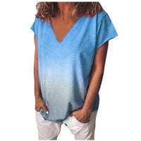 Voncos bluze za žene - elegantno ispis okruglih vrata Labavi kratki rukav majica pulover bluza bluza 2