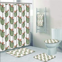 Kaktus sa šiljcima Crveno cvijeće Meksička vruća pustinja Vintage kupaonica Podesite tuš za kupanje ručnik