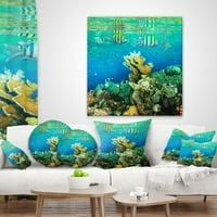 Designart Fantastic Crveno more Koraljna riba - jastuk za bacanje morske obale-18x18