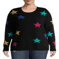 Heart N' Crush ženski džemper s puloverom s printom zvijezde plus veličine