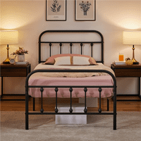 Alden Design Metal platforma Twin krevet sa visokim uzglavljem, crna