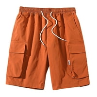 Hlače Muški ljetni teretni kratke hlače Labave ležerne više džepne vučne gužve za muške tegove narančasta