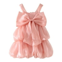 Slatke haljine za teen djevojke Bowkt bez rukava pune boje ples haljina za sunčanje ružičasta 4Y-5Y