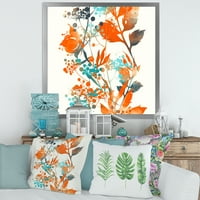 Designart' narandžasti i zeleni divlji cvjetovi III ' moderni uokvireni umjetnički Print