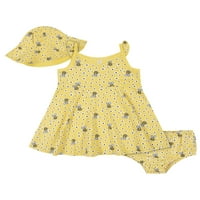 Gerber Baby & Toddler Dress haljina, outfit Bloomer & Sun Hat, trodijelni