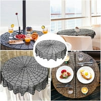Halloween okrugla čipka za stolnjak BAT Spider Web za kokoši za Halloween Party, čipkani tkanini stolni