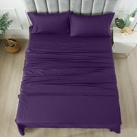 Striped Cooling Bed Sheet Set-Super Mekana Ravna Ploča - Jednostavna Njega, Bez Bora, Otporna Na Bledenje,