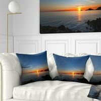 Designart tamni Zalazak sunca u Zaljevu La Spezia - jastuk za bacanje morskog pejzaža-16x16