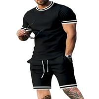 Prednjeg swalda Men Trackits Crew Outfits NewString T Majica i kratke hlače Postavlja Fitness Slim Fit Sport Postavi kratki rukav Duboko Siva 2XL