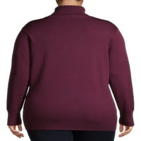 Time and Tru ženski Plus Size Osnovni svakodnevni lagani džemper sa Dolčevicom