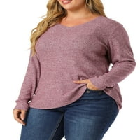 Unique Bargains ženski džemperi sa Plus V izrezom gornji dugi rukavi radni pulover Shirts