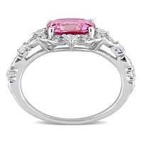 Carat T. G. W. Pink Topaz, bijeli safir i dijamantski naglasak 10kt Vintage prsten od bijelog zlata